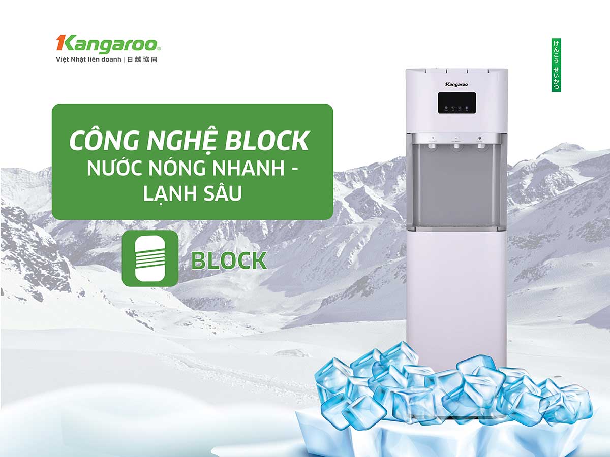 Cây nước nóng lạnh Kangaroo KGWD03B1D công nghệ Block